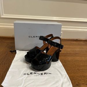 Robert Clergerie Paris Vianne Black Patent Leather Criss Cross Sandals